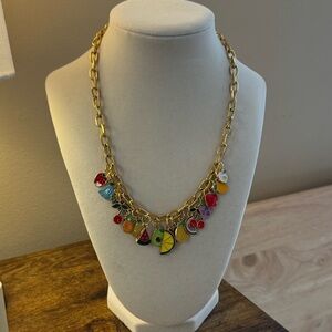Colorful Fruit Charm Necklace Gold Chain Statement Jewelry